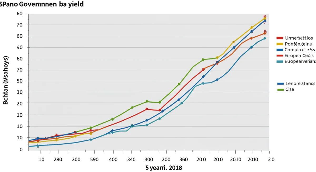 Gráfico de la evolución histórica y rendimientos actuales de los bonos del Estado español.