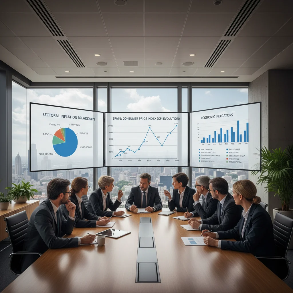 Expertos analizando datos de inflación y economía española del INE