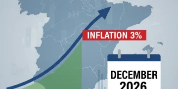 Gráfico de la inflación en España estabilizada al 3% en 2026, según el INE