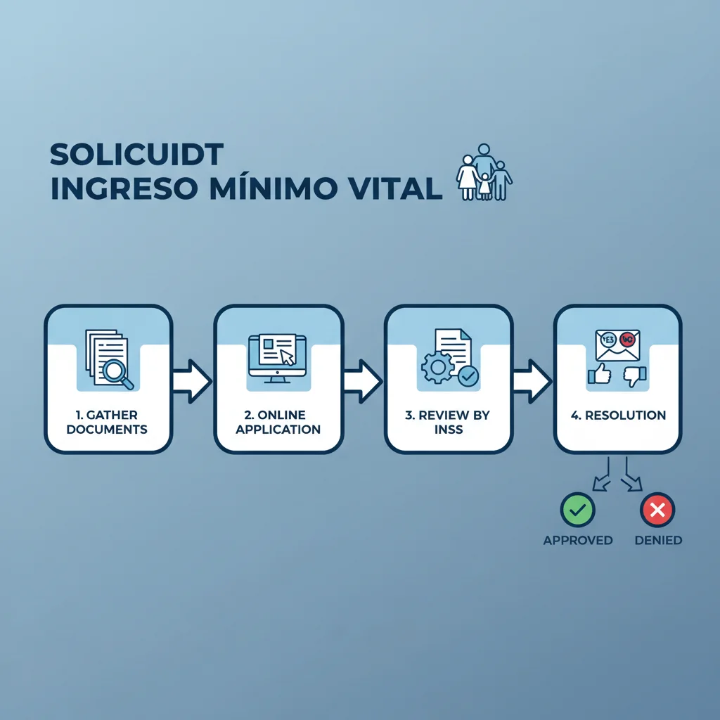 Infografía con los 5 pasos para solicitar el Ingreso Mínimo Vital