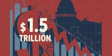 Navigating the 2026 Federal Budget: Understanding the $1.5 Trillion Deficit and Its Implications Graphic illustrating the 2026 $1.5 trillion federal deficit with downward trends and a capitol building silhouette