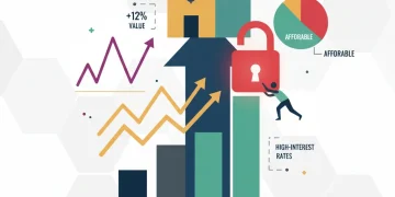 Stylized graphic showing a house with upward trend, representing 2026 housing market growth and economic factors.
