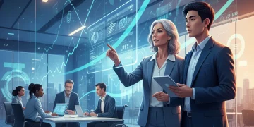 2026 Labor Market Forecast: Demographics & Workforce Participation Diverse professionals in a modern office, representing the future 2026 labor market forecast and demographic shifts.