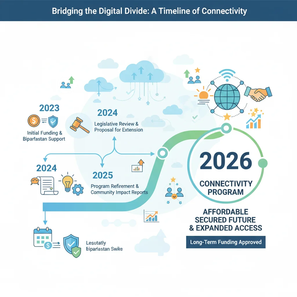 Timeline graphic showing future of Affordable Connectivity Program and funding