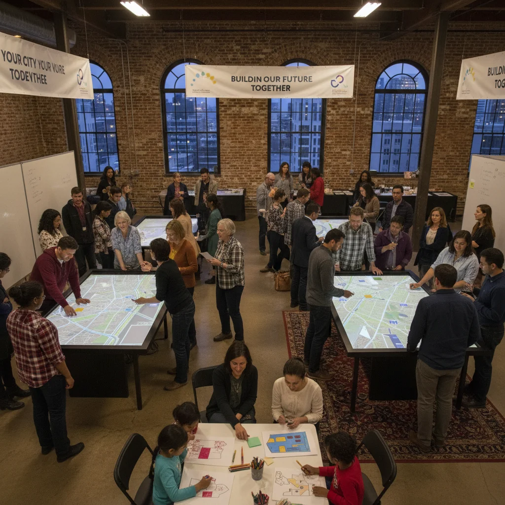 Community members engaging with urban planners