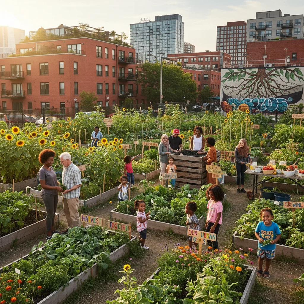 Community garden symbolizing grassroots development and local resilience.