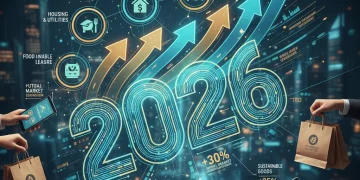 Consumer Spending Habits 2026: Retail Shifts & 4% Growth Forecast Infographic showing consumer spending growth and retail trends for 2026