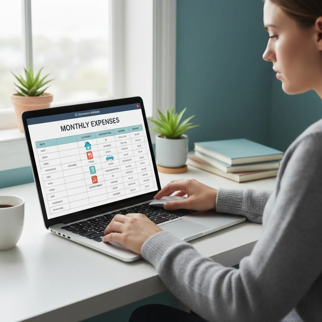 Person categorizing expenses on a digital spreadsheet for better financial tracking