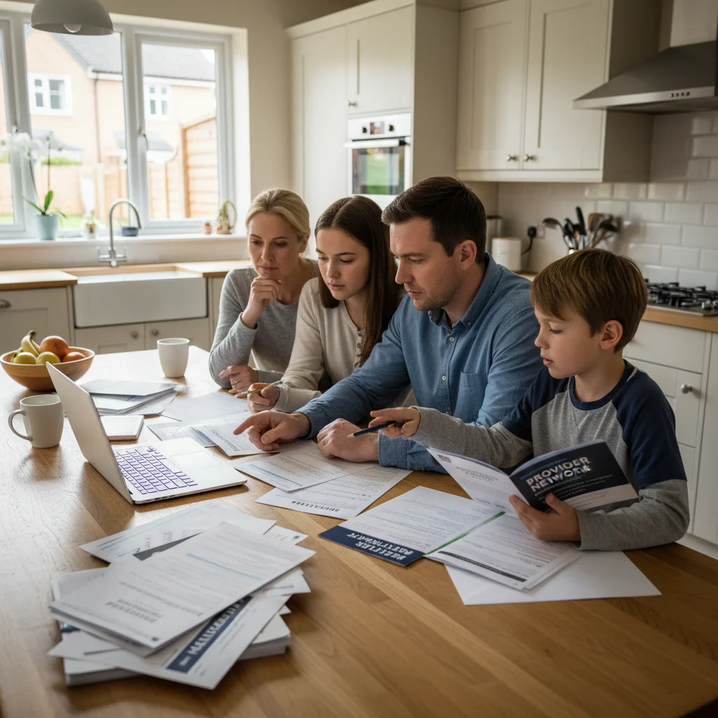 Family reviewing CHIP application documents at home