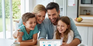 TANF Benefits 2026: New State Flexibility & Family Support Guide Family reviewing TANF benefits information on a tablet, symbolizing financial planning and support