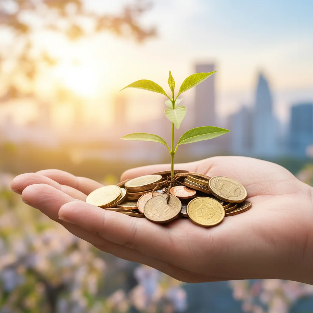 Symbolic image of financial growth and rebuilding after bankruptcy.