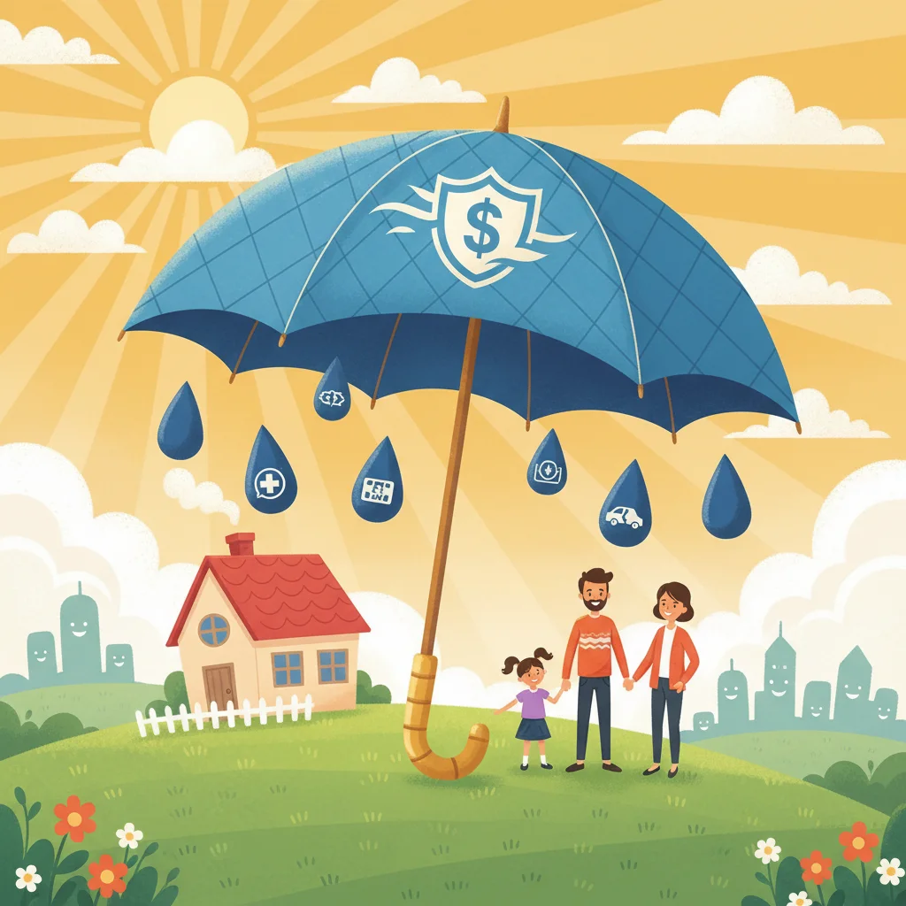 Financial safety net protecting a family from unexpected expenses.