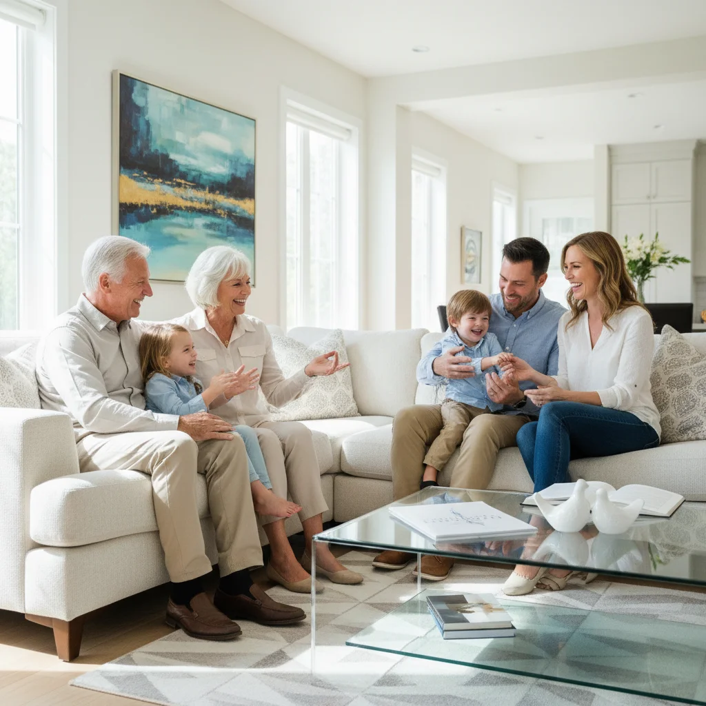 Happy multi-generational family enjoying time together.