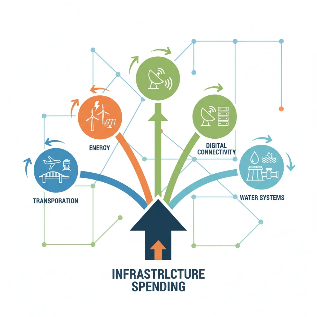 Infographic depicting economic sectors benefiting from infrastructure investment