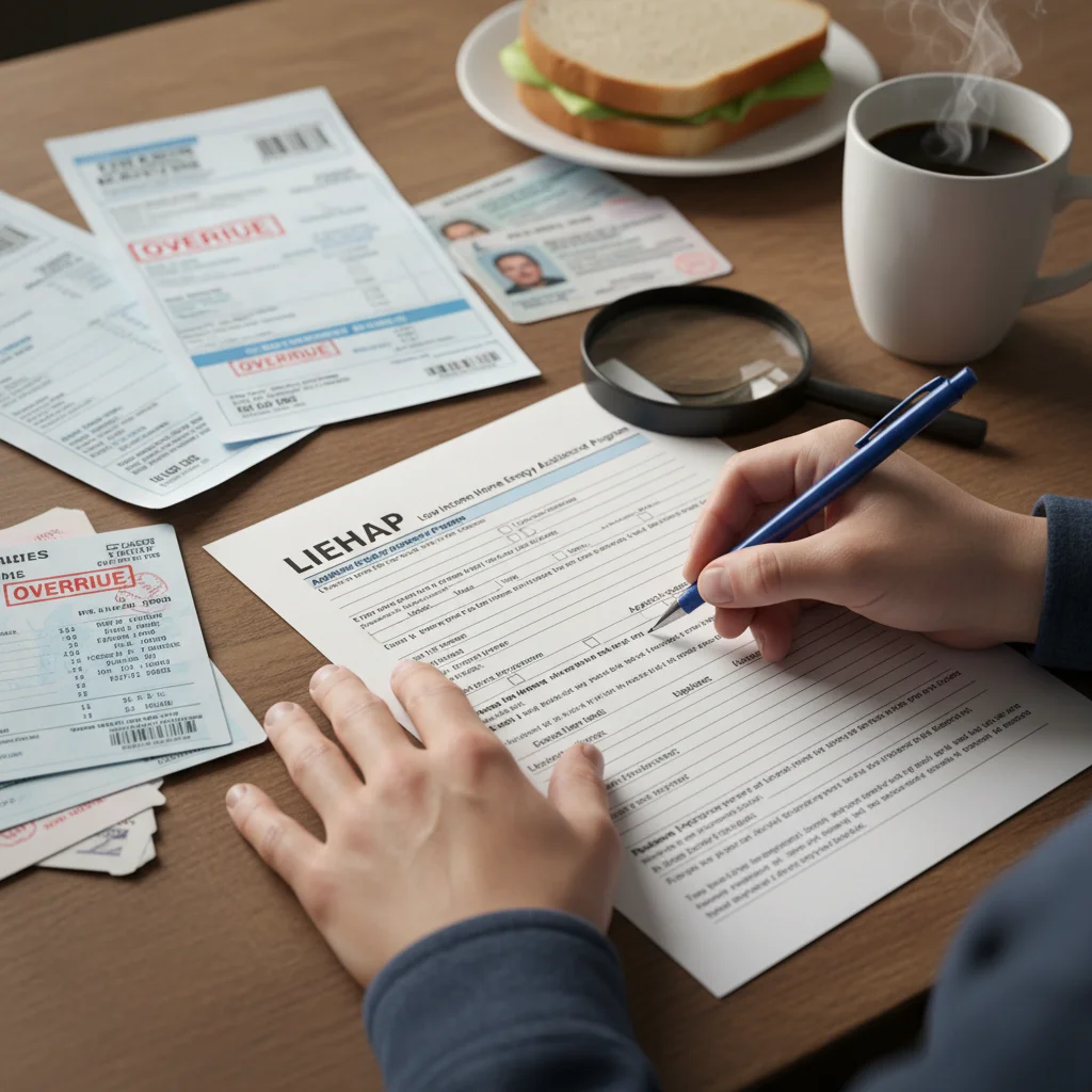 Filling out LIHEAP application form with required documents