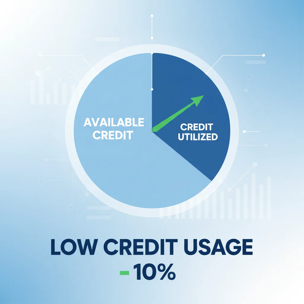 Pie chart showing low credit utilization ratio