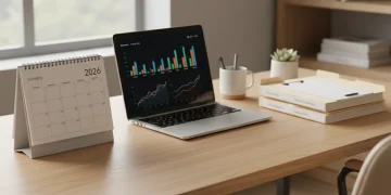 Organized desk with financial documents for 2026 audit preparation