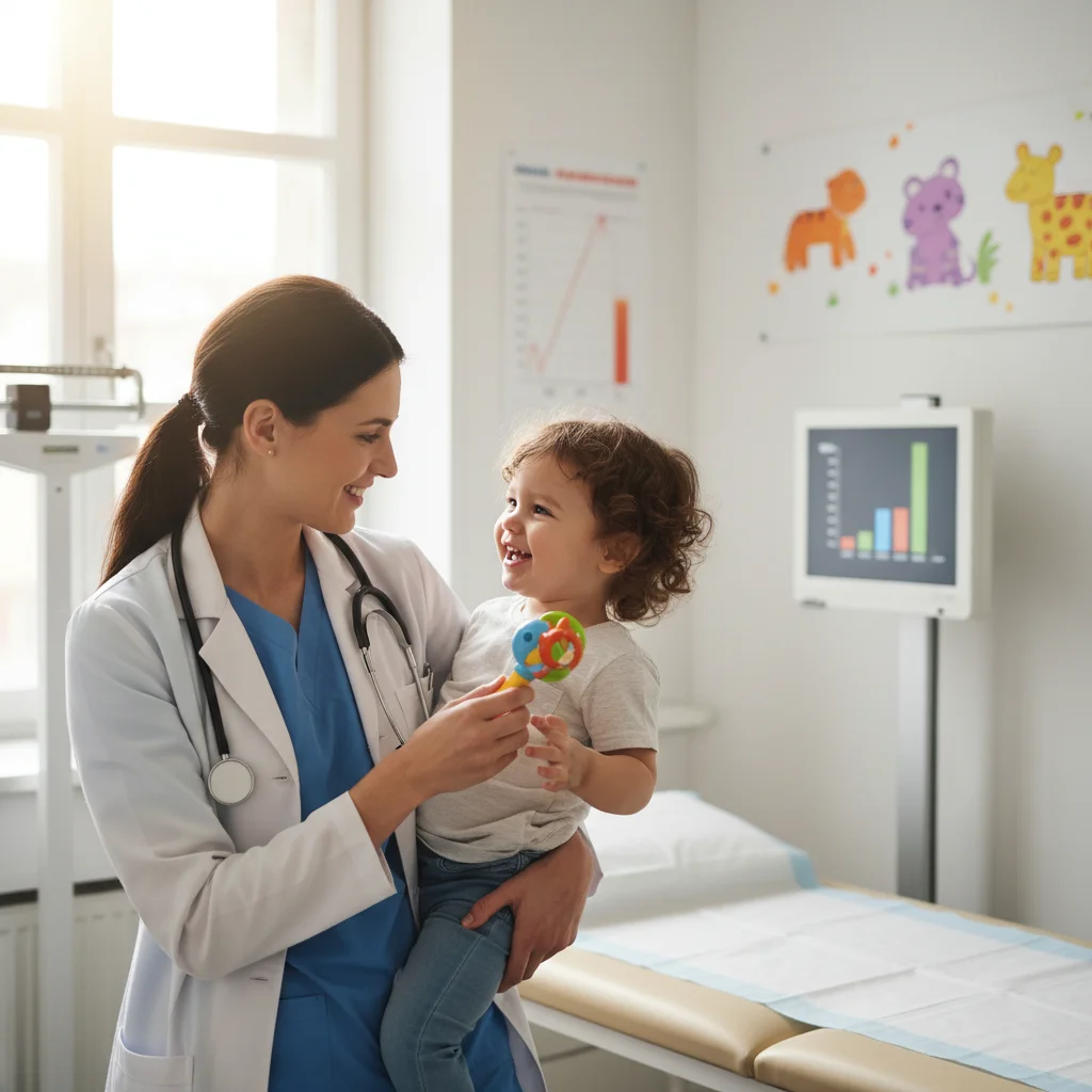 Pediatrician examining a child during a CHIP-covered check-up