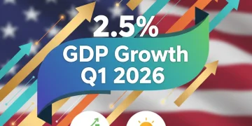 Q1 2026 GDP Growth: What a 2.5% Increase Means for the US Economy Infographic showing 2.5% Q1 2026 GDP growth with positive economic trends