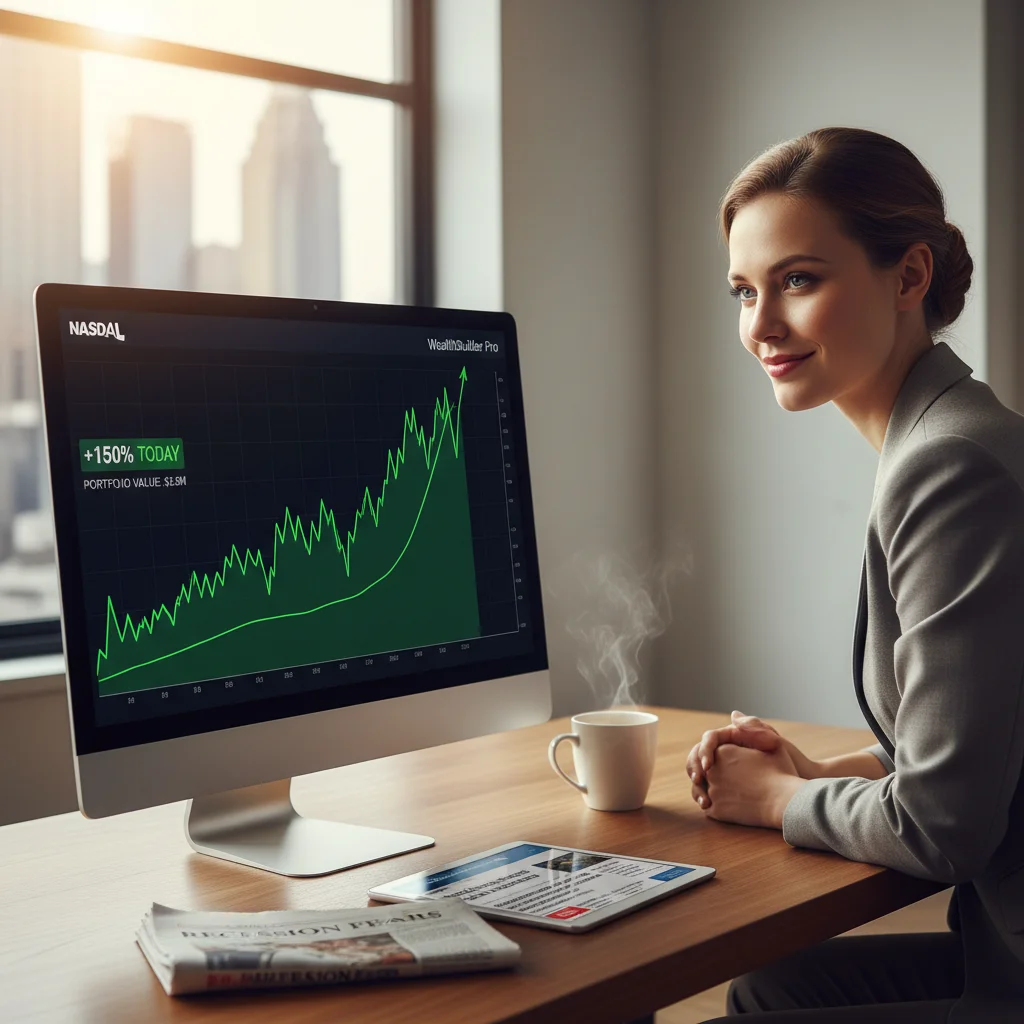 Individual analyzing investment portfolio, demonstrating wealth growth strategies