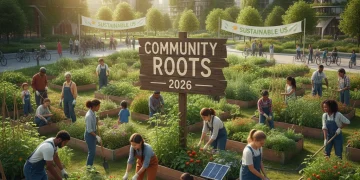 Sustainable Social Solutions: Investing in a Better US Future by 2026 Community members collaborate on a sustainable urban garden project.
