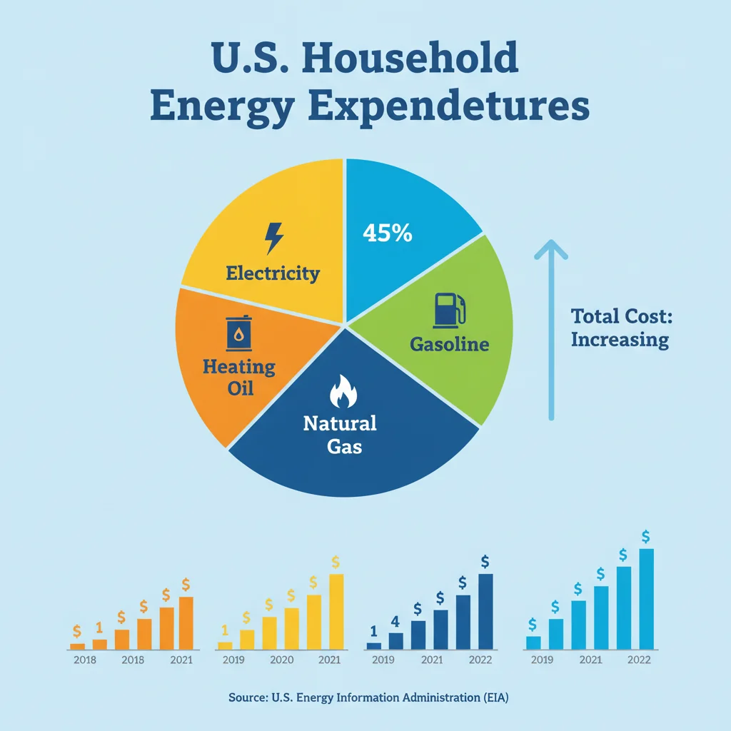 Infographic showing US household energy expenditure breakdown