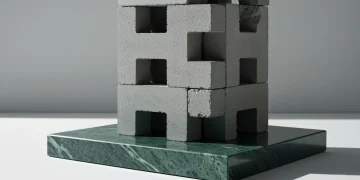 Public Benefits Unpacked: A Comprehensive Guide to Maximizing Your Resources A minimalist architectural photograph showing a towering structure of matte grey concrete blocks resting on a polished slab of deep emerald green marble, symbolizing the foundation of public benefits.