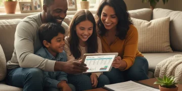 Family reviewing EITC eligibility information on a tablet