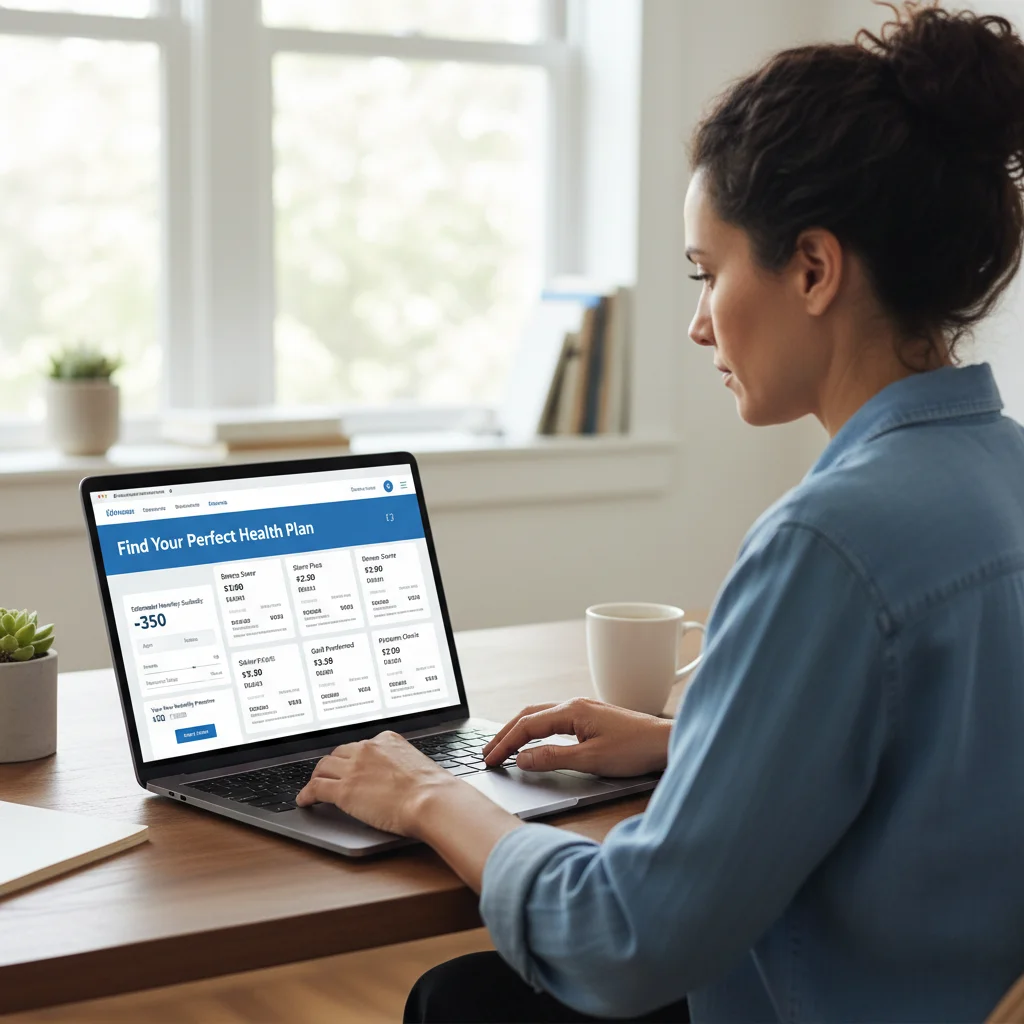 Individual exploring health insurance marketplace with subsidy calculations