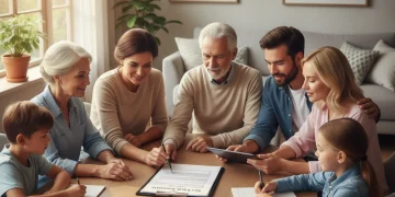 Family discussing estate planning documents with a lawyer in 2026