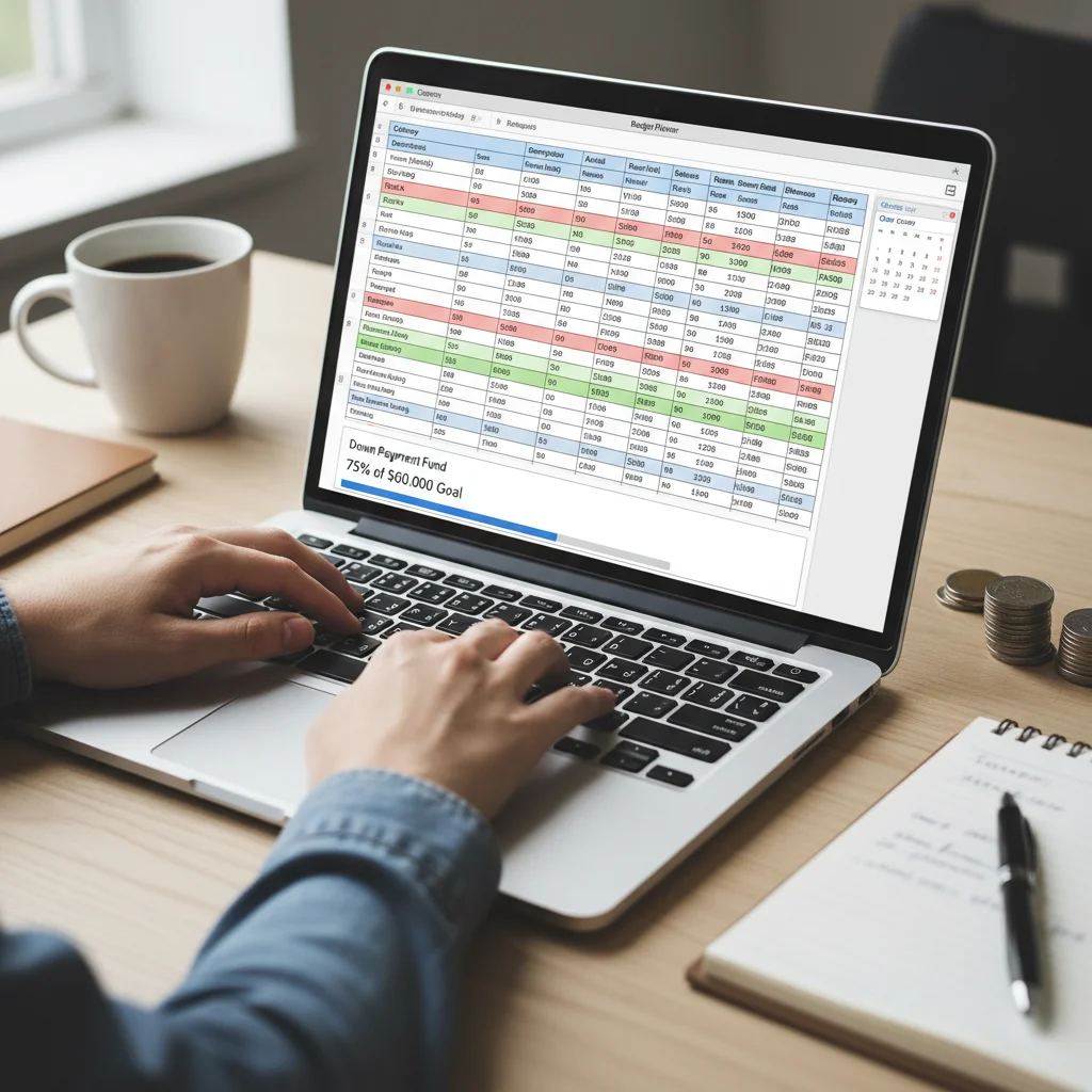Detailed financial spreadsheet for down payment savings tracking