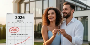 Happy couple with house keys, looking forward to homeownership by 2026