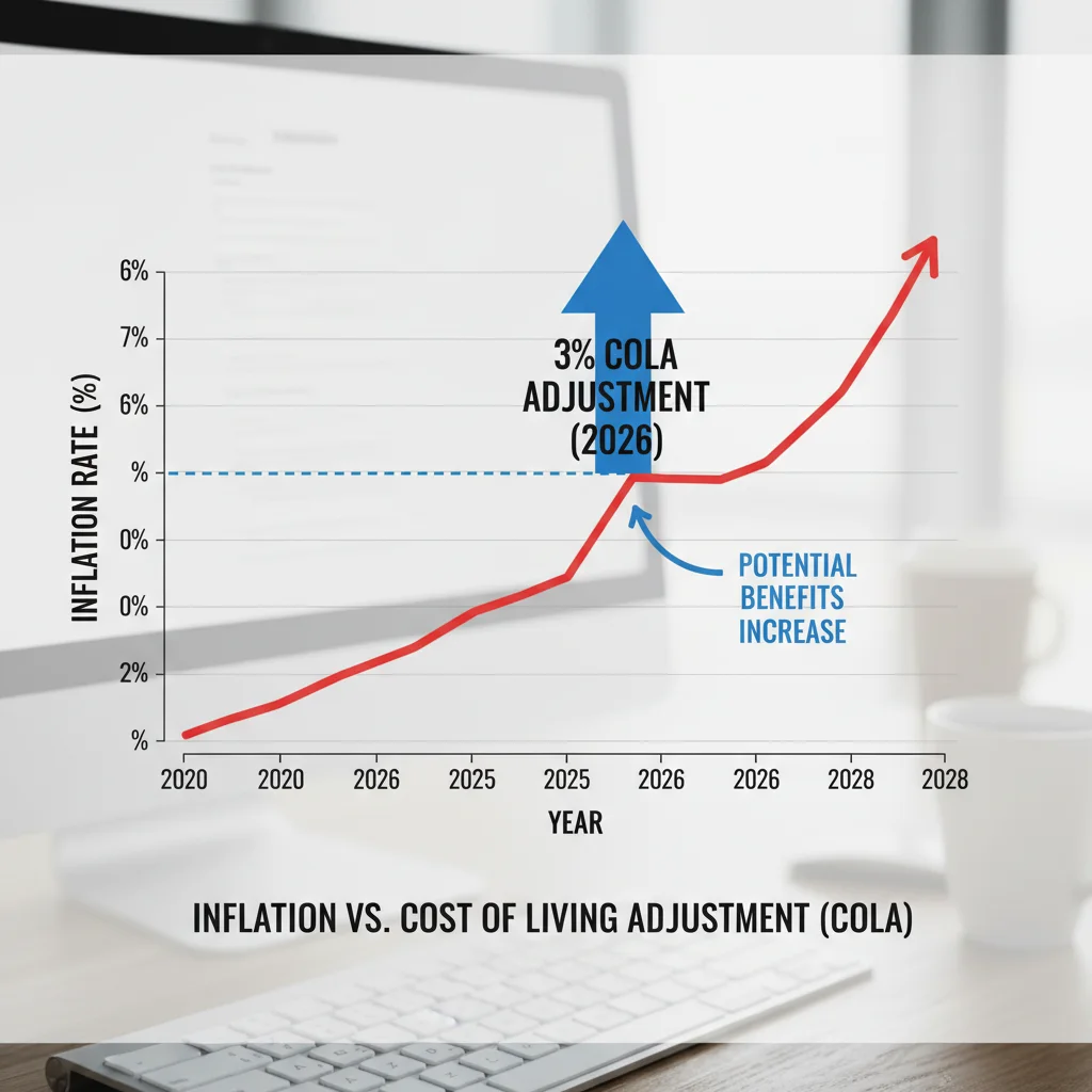 Inflation rate graph influencing 2026 Social Security COLA adjustments.