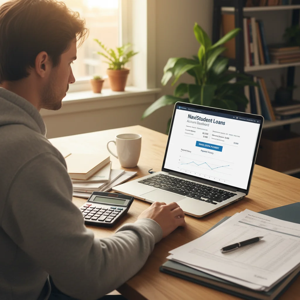 Person managing student loan account online