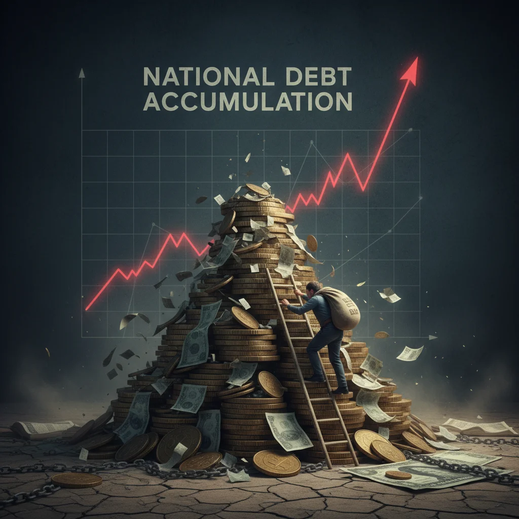 National debt burden and economic impact visualization